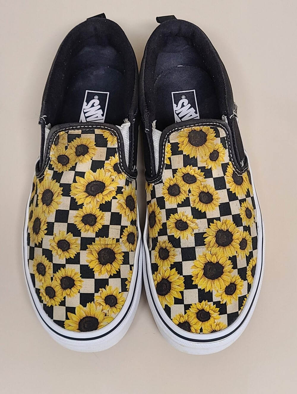 Vans Asher Sunflower Checkerboard casual skateboard slip on sneakers size 7.5 - Picture 4 of 10